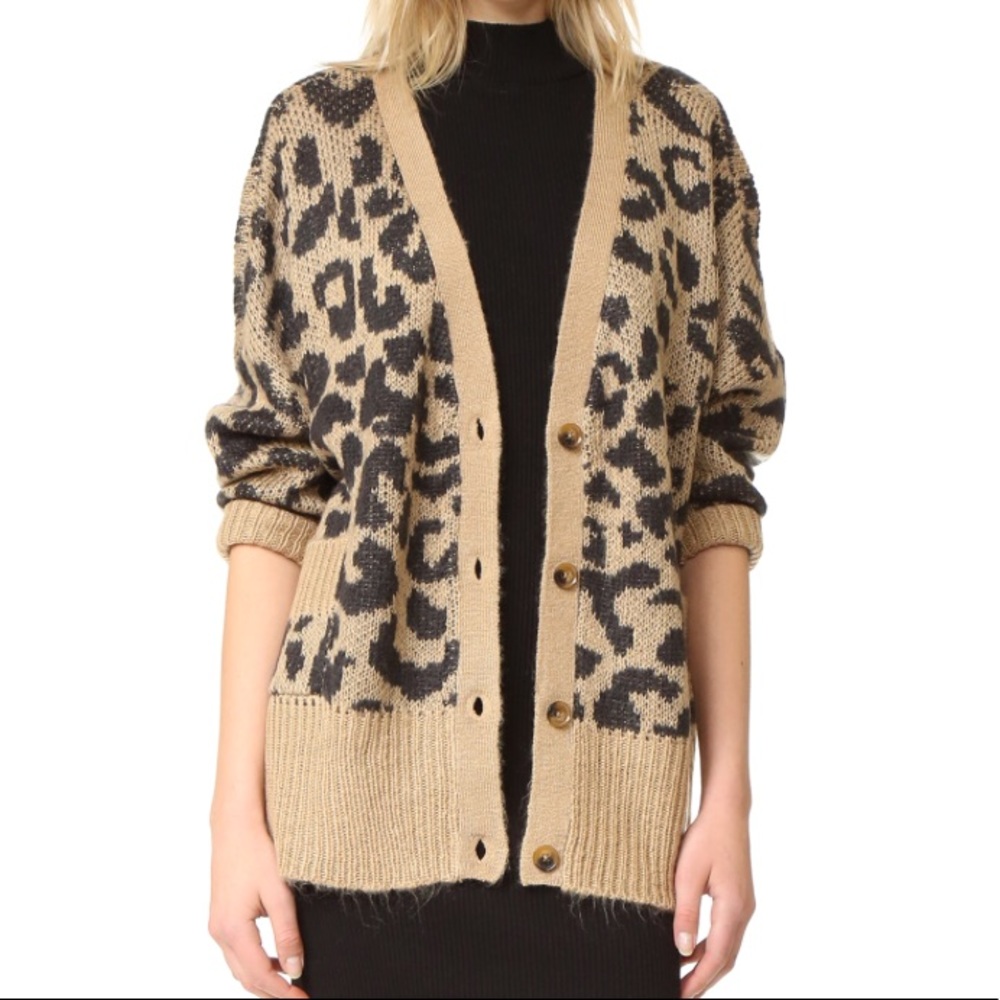 Wildfox Roar Cardigan Leopard Slouchy Sweater